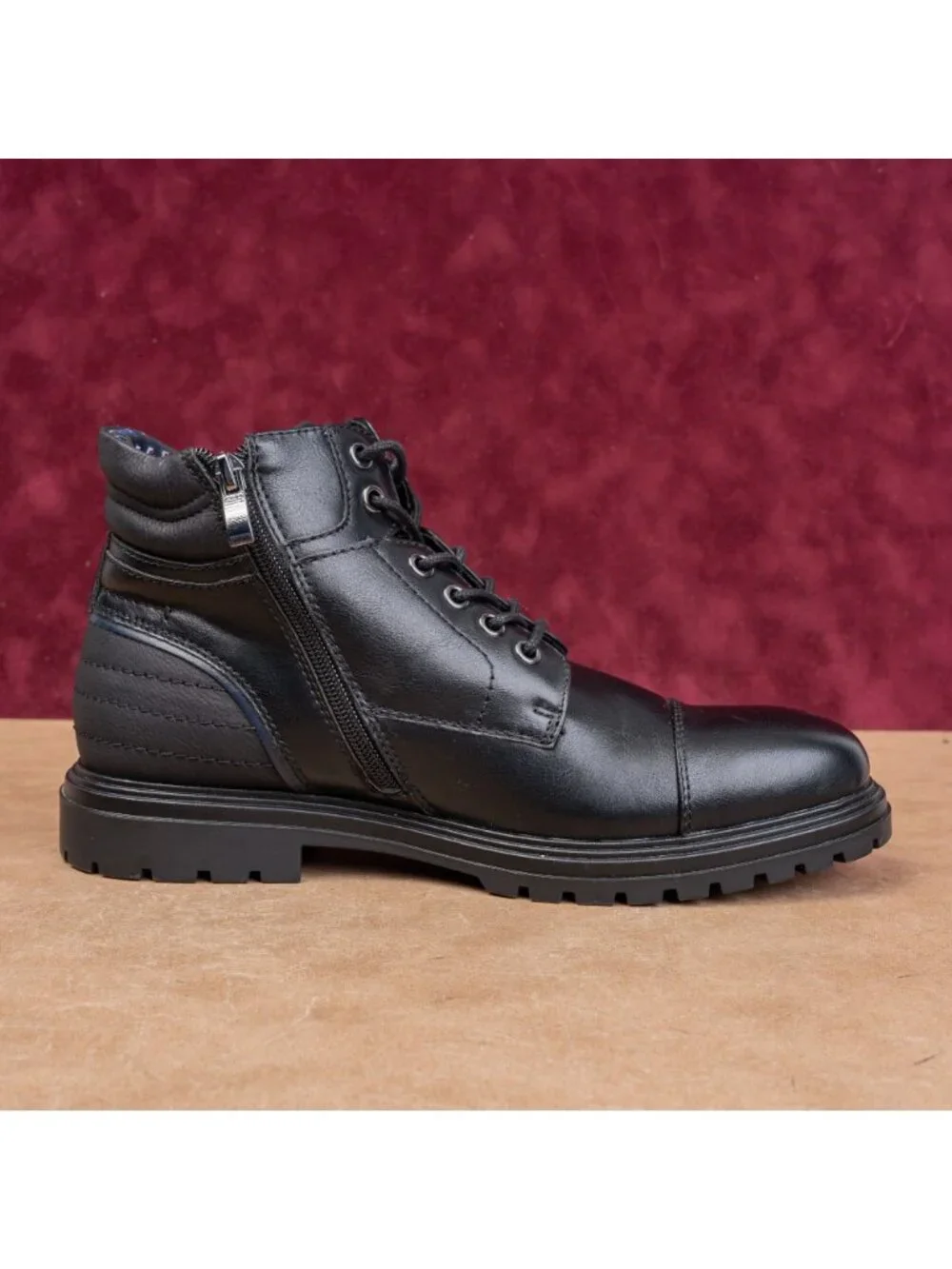 Tommy Hilfiger Men Oregon Black Faux Leather Combat Ankle Boots size 8